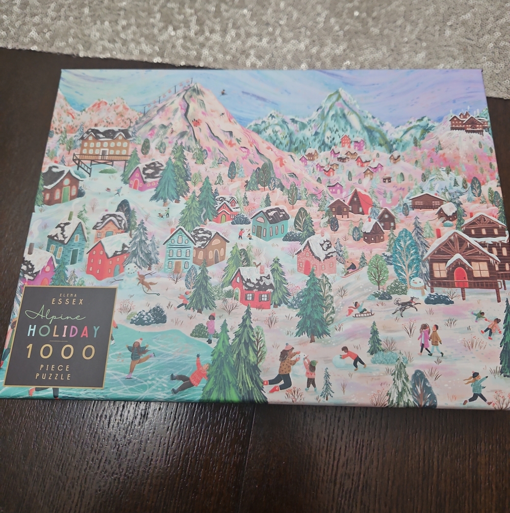 Alpine Holiday 1000-Piece Puzzle (Winter Village Illustration) -Used
